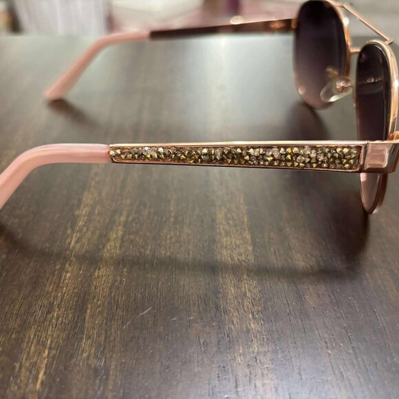 Rose Gold & Brown Tinted Sunglasses with Bling on the sides - Picture 5 of 7